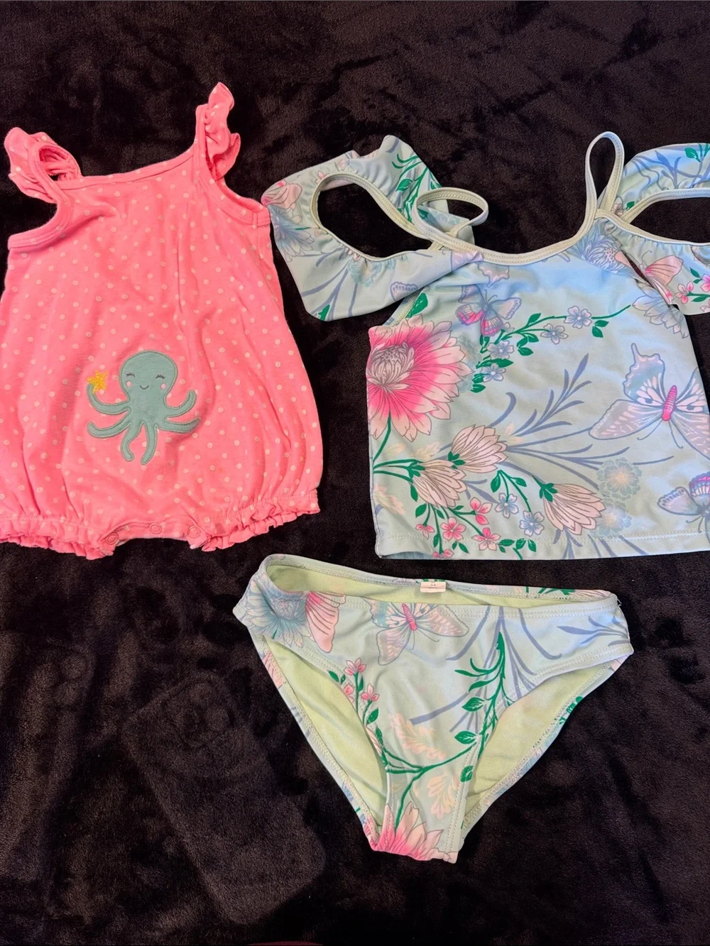 Carter's Pink Octopus Romper & Floral Blue Two-Piece Bikini Set 💕PLACE